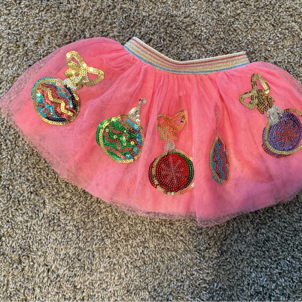 Mud Pie Pink Tulle Skirt with Sequin Ornaments